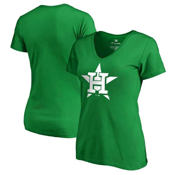 Women Houston Astros Fanatics Branded Kelly Green Plus Size St. Patrick's Day White Logo V Neck T-Shirt,We sell and wholesale Women Houston Astros Fanatics Branded Kelly Green Plus Size St. Patrick's Day White Logo V Neck T-Shirt on line form chian!